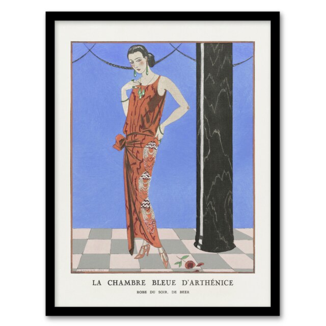 "Blue Room of Arthenice Fashion Barbier Vintage Framed Wall Art Print 12X16"""