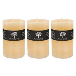 Nicola Spring Round Vanilla Pillar Candles - 110 Hours - Cream - Pack of 3 - Vanilla Candle Home Fragrance Aromatherapy