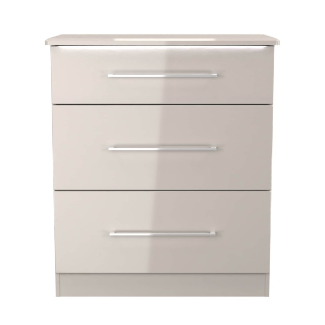 Lyon 3 Drawer Deep Chest of Drawers in Kashmir Gloss & Kashmir (Ready Assembled) Cream Kashmir Gloss & Kashmir