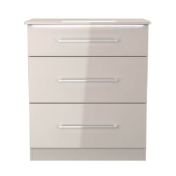 Lyon 3 Drawer Deep Chest of Drawers in Kashmir Gloss & Kashmir (Ready Assembled) Cream Kashmir Gloss & Kashmir