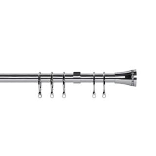 16 - 19mm Chrome Diamante Trumpet End Metal Curtain Pole Set 170 - 300cm Silver Silver