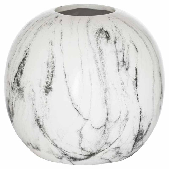 Marble Pudding Vase - Ceramic - L25 x W25 x H23 cm - Grey/White White