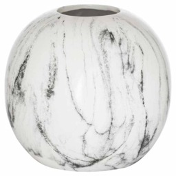 Marble Pudding Vase - Ceramic - L25 x W25 x H23 cm - Grey/White White