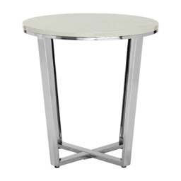 Allure Round White Faux Marble End Table White