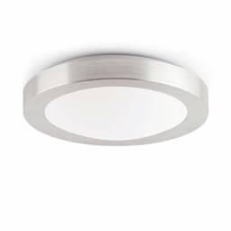 Logos 2 Light Medium Round Bathroom Flush Ceiling Light Aluminium, White IP44, E27