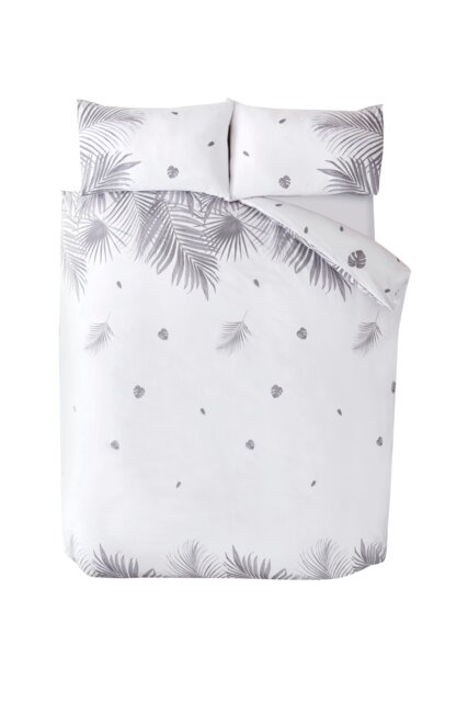 PH Tropics Polycotton Duvet Cover Set With Pillowcase Grey Super King 1