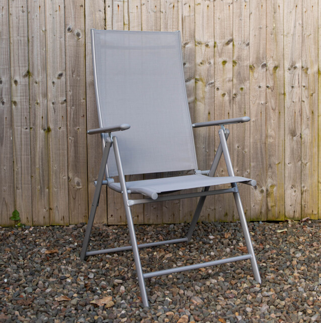 Outdoor Garden Patio Multi Position Reclining Folding Chair in Grey Grey Grey