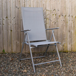 Outdoor Garden Patio Multi Position Reclining Folding Chair in Grey Grey Grey