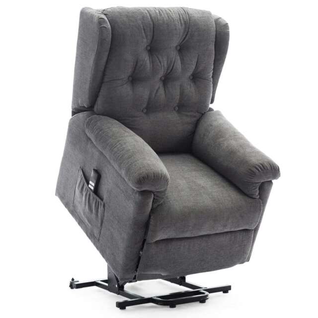 Barnsley Fabric Electric Dual Motor Rise Recliner Mobility Armchair (Charcoal)