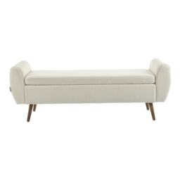 Living and Home Teddy Fur Upholstered Storage Bench - Beige White