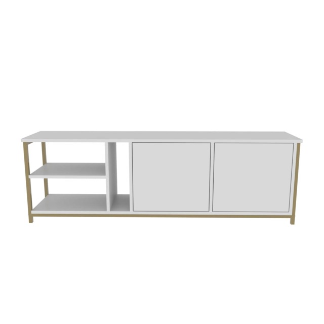 Decorotika Primrose TV Unit for TV's up to 72 inches with Cabinets and Open Shelves