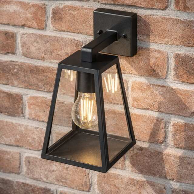 CGC Lighting Callie Black Outdoor Triangle Wall Light with Clear Diffuser