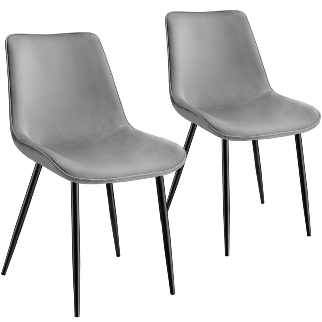 Dining Chair Monroe - padded, velvet look, ergonomic seat, black steel legs Grey grey 2