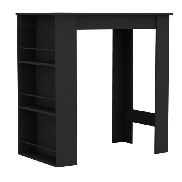 3 Tier Dining Bar Coffee Kitchen Island Table Open Storage Shelves Living Room Black Black 1