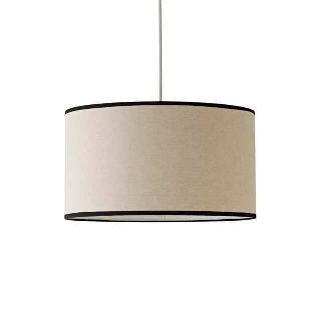 ValueLights Eva Natural Linen Fabric Black Trim Large Shade Cream