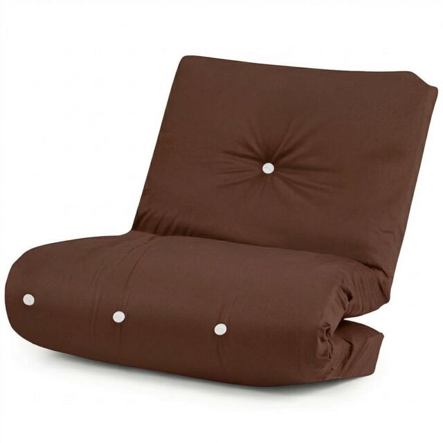 Futon Replacement Mattress 10cm - Single, Fibre Foam Filled, Floor Mattress Brown Brown Single 1