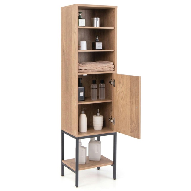 COSTWAY Storage Cabinet w/Adjustable Shelf Natural Multi