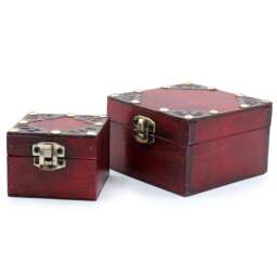 AW Dropship UK Set of 2 Vintage Gothic Square Boxes - Aged Brass Finish
