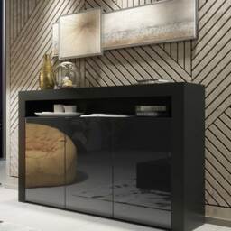 TV Unit TV Stand Sideboard Storage Cabinet Cupboard Black High Gloss 155cm