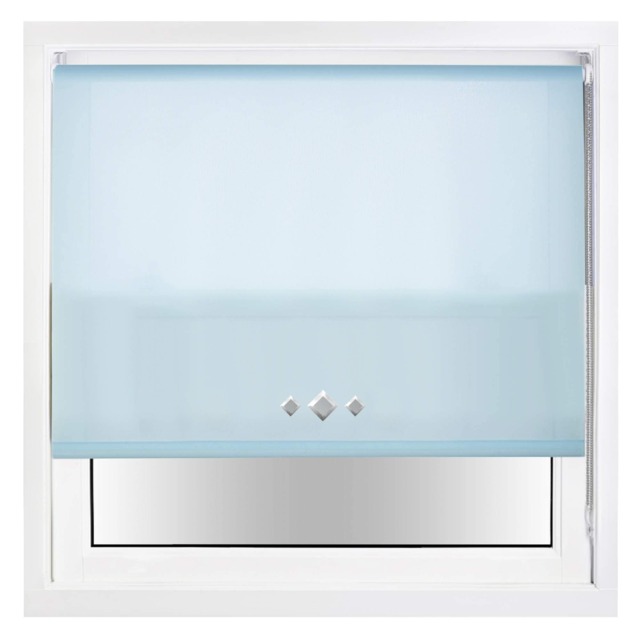 FURNISHED Daylight Trimmable Roller Blinds with Triple Diamond Eyelets and Metal Fittings Blue Duck Egg Blue (W) 240cm x (L) 165cm