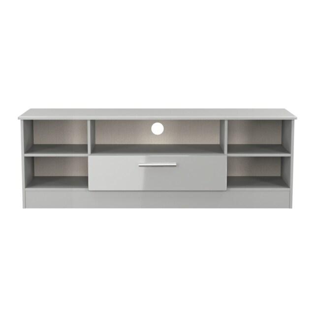 Windsor Wide 1 Drawer TV & Media Unit in Grey Gloss & Dusk Grey (Ready Assembled) Grey Grey Gloss / Dusk Grey