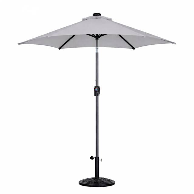 JSH 2.7m Straight Tilting Garden Parasol - Grey Outdoor Round Patio Sunshade with UV 30+ Protection & Crank Handle Umbrella