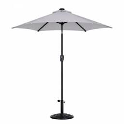 JSH 2.7m Straight Tilting Garden Parasol - Grey Outdoor Round Patio Sunshade with UV 30+ Protection & Crank Handle Umbrella