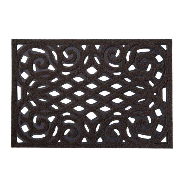 Nicoman Victorian Style Rubber Outdoor Door Mat Brown 60 x 40cm Brown 61 x 41cm