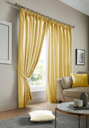 Wold Pencil Pleat Taped Top Lined Curtains - 117cm x 229cm - Ochre