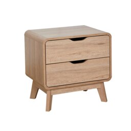 2 Drawer Bedside Oak Effect Scandi Legs Bedroom Furniture Nightstand Table Unit