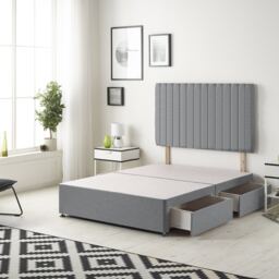 Texas Divan Bed Base with 2 Drawers & 30 Inch Headboard Plush Velvet Grey Charcoal