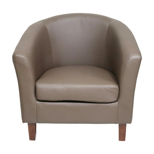 Faux Leather Tub Chair In Brown