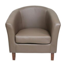 Faux Leather Tub Chair In Brown