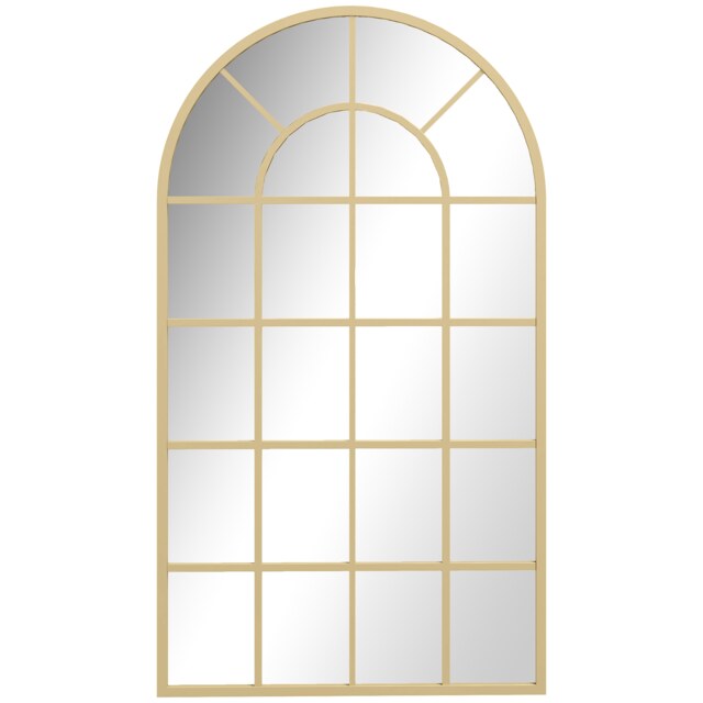 HOMCOM Modern Arch Window Wall Mirror for Living Room Bedroom, Gold Tone Gold