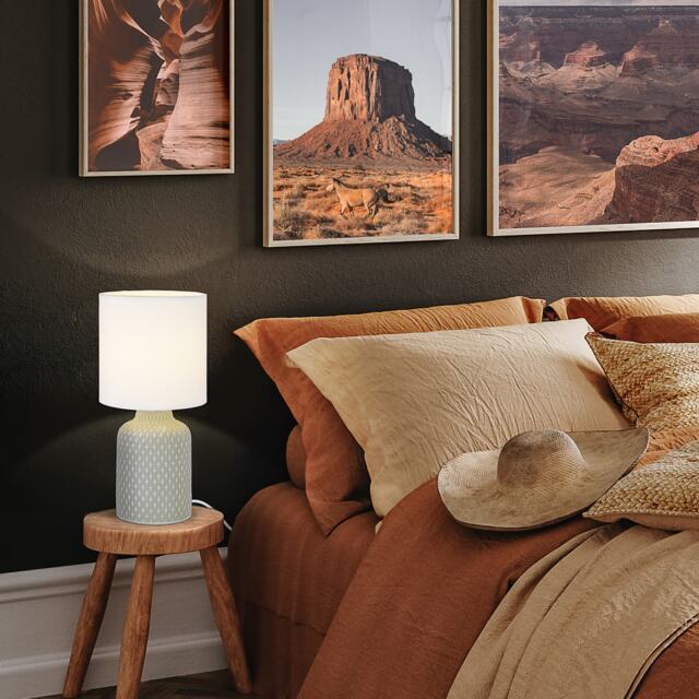 EGLO Bellariva Grey And White Ceramic/Fabric Table Lamp