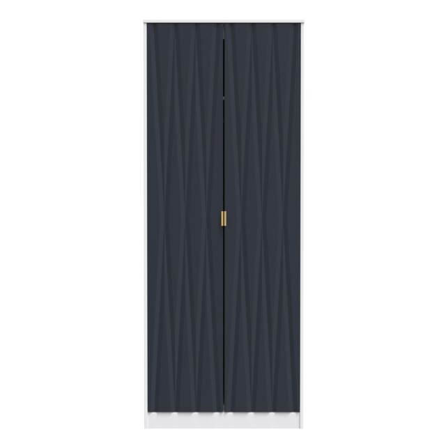 Dallas Tall Double Wardrobe in Indigo Matt & White Matt (Ready Assembled) Blue Indigo Matt & White Matt