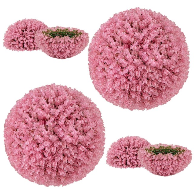 COSTWAY 2PCS Artificial Plant Topiary Balls 44CM Decorative Balls Pink One Size