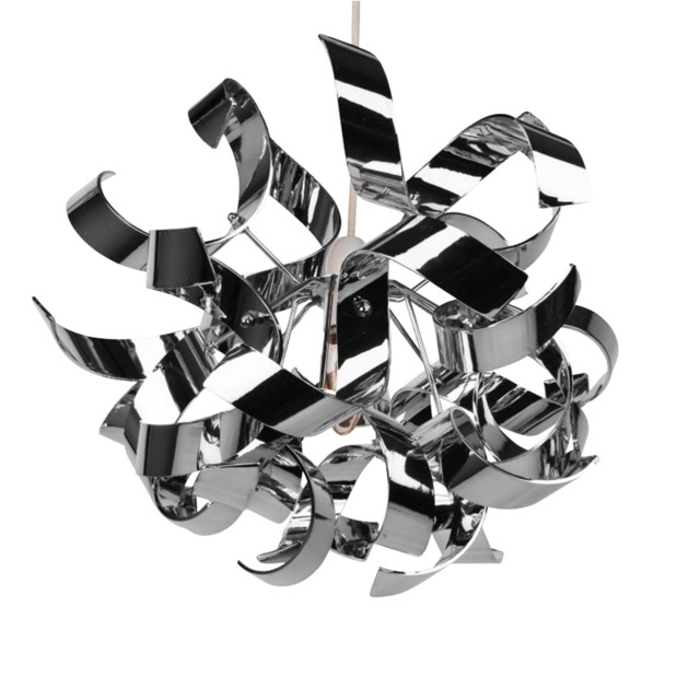 Easy Fit Chrome Finish Ribbon Swirl Ceiling Shade Chrome Chrome Large 1