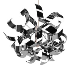 Easy Fit Chrome Finish Ribbon Swirl Ceiling Shade Chrome Chrome Large 1