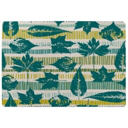autumn seamless pattern with leaves on geometric background (Rug) Green S