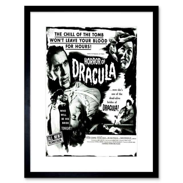 "Movie Film Horror Dracula Cushing Vampire 12x16"" Framed Wall Art Print"