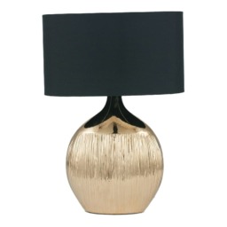 Gold Textured Ceramic Table Lamp With Black Shade
