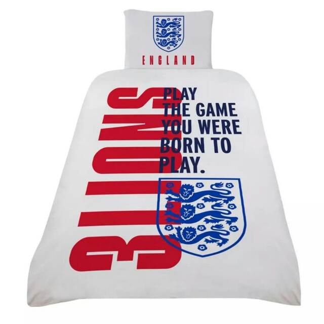 England FA Born To Play Crest Duvet Cover Set - White/Dark Blue/Red - Single