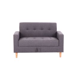 2 Seater Compact Smart Storage Sofa in Durable Fabric - Taupe Brown Taupe Two Seater 1