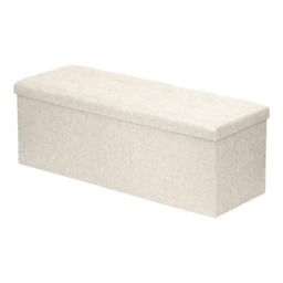 Harbour Housewares Foldable Storage Ottoman - 111 x 37 x 39cm - Cream Linen