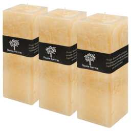 Nicola Spring Square Vanilla Pillar Candles - 110 Hours - Cream - Pack of 3 - Vanilla Candle Home Fragrance Aromatherapy