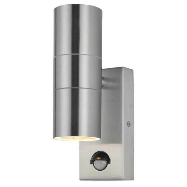 BHS Jared Outdoor Wall Light with Sensor, Stainless Steel