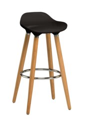 Orsina Black Abs Beech Wood Bar Stool, Easy to Clean Kitchen Bar Stool, Footrest Support Bar Stool
