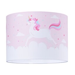 Beautiful Soft Pink Cotton Lampshade with Dancing Unicorns and Clouds Decoration Pink Pink 1
