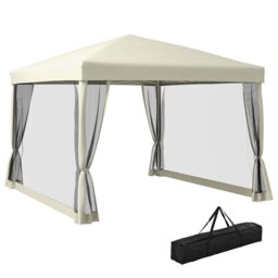 Outsunny 2.97 x 2.97m Gazebo Canopy Pop Up Tent Mesh Screen Garden Shade Mesh Brown